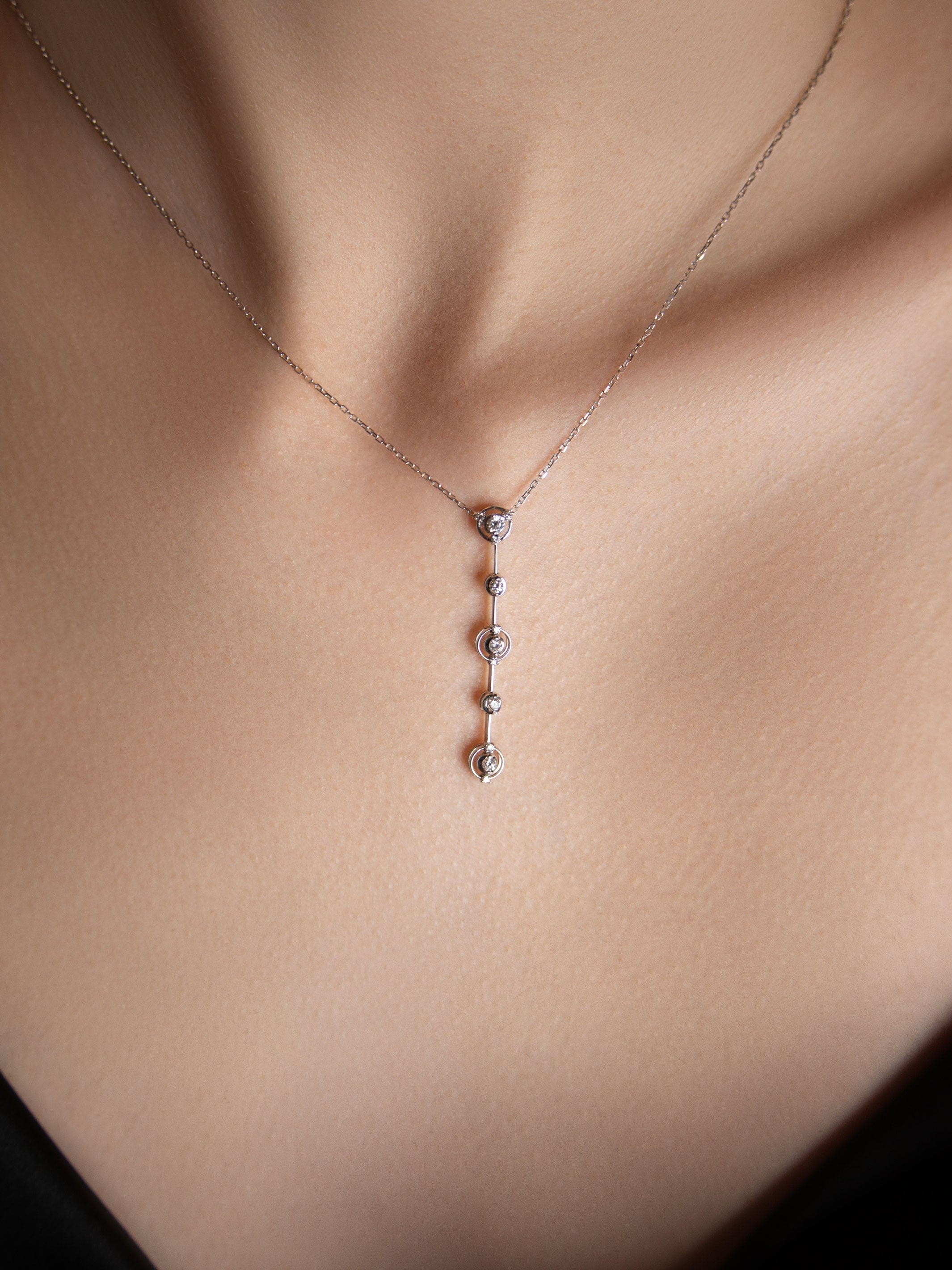 Necklace in 18-carat white gold, 0.17ct diamonds - . Görsel