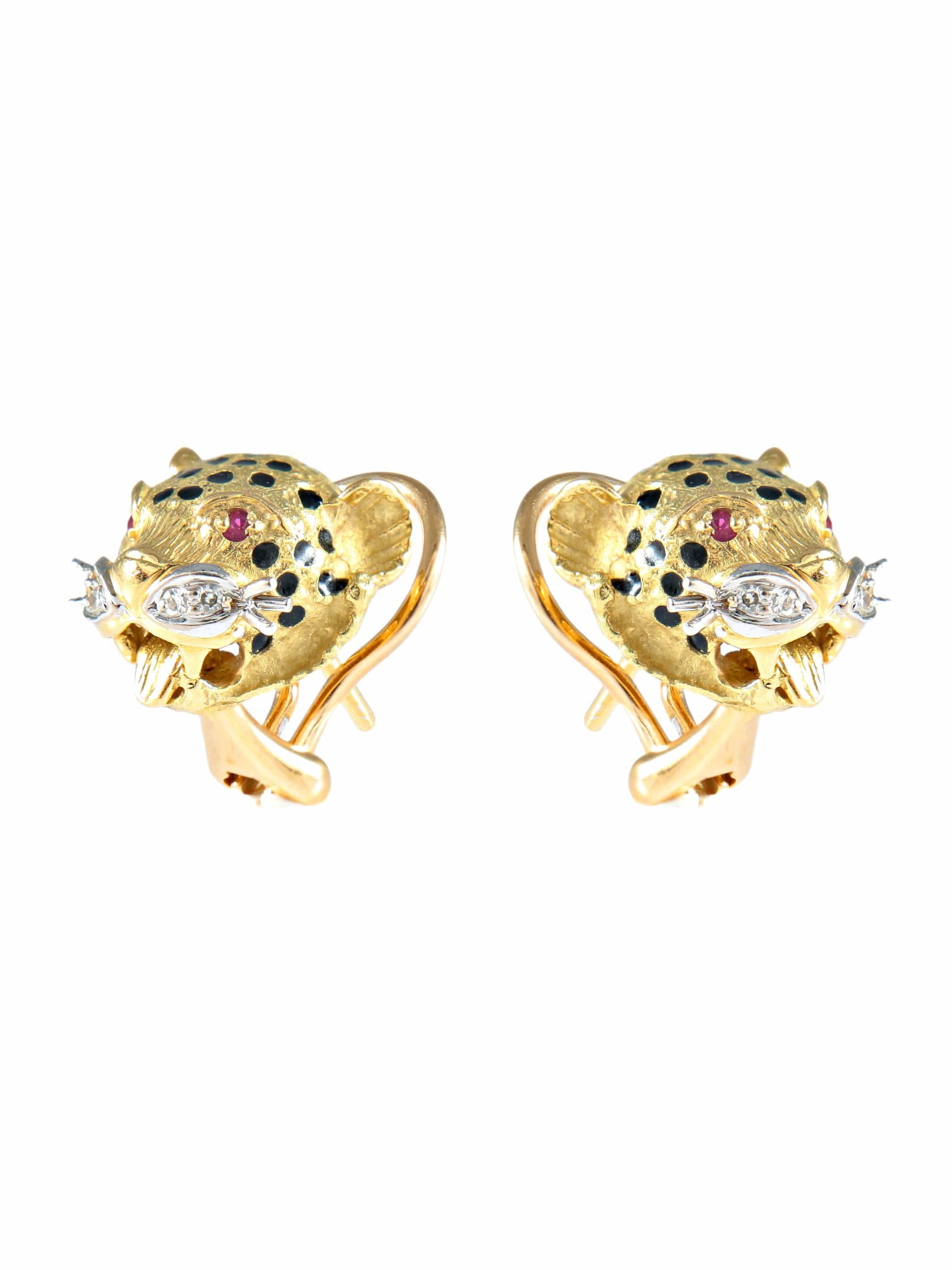 Yellow gold Panther earrings - . Görsel