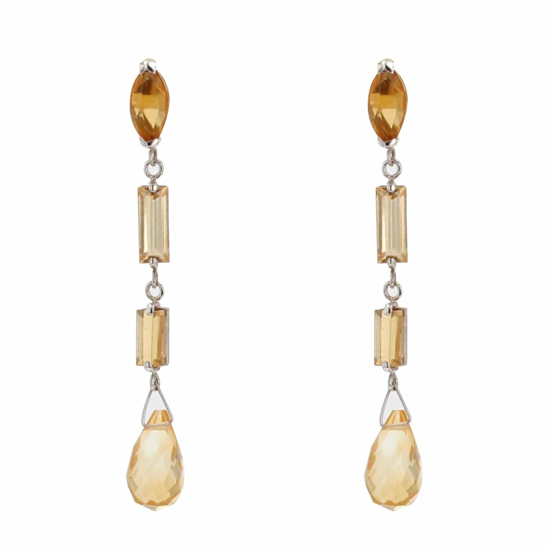 Citrine dangling creation earrings - . Görsel