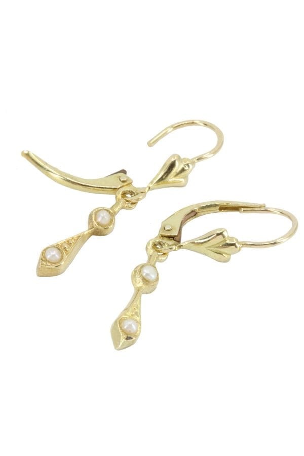 Pearl dangling earrings - . Görsel