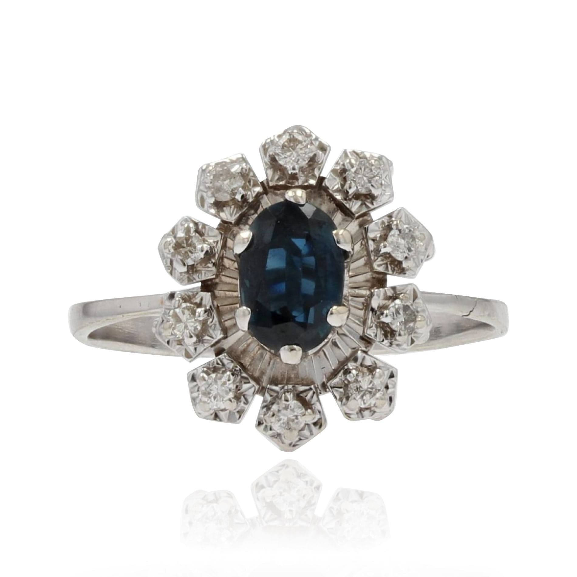 Retro sapphire diamond ring - . Görsel
