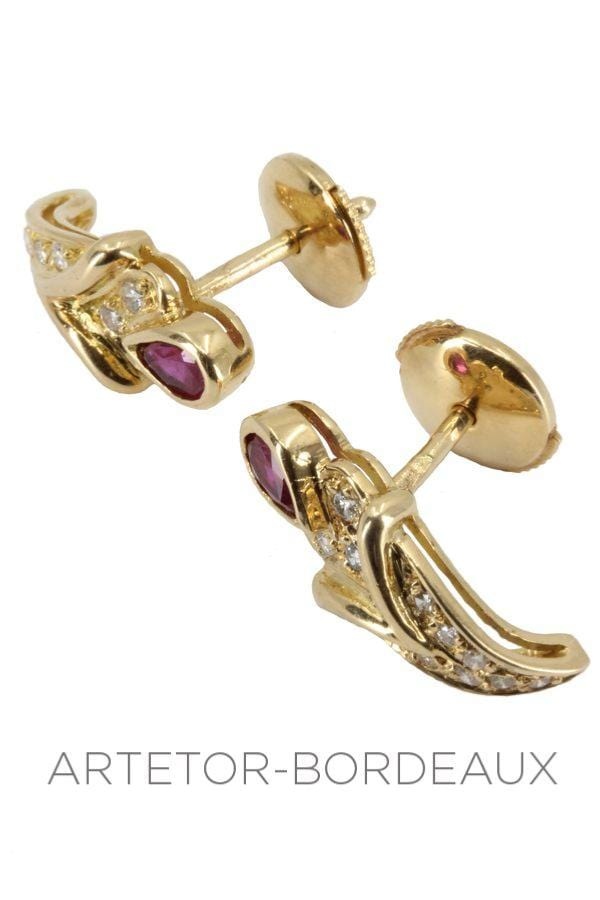 Ruby and diamond earrings - . Görsel