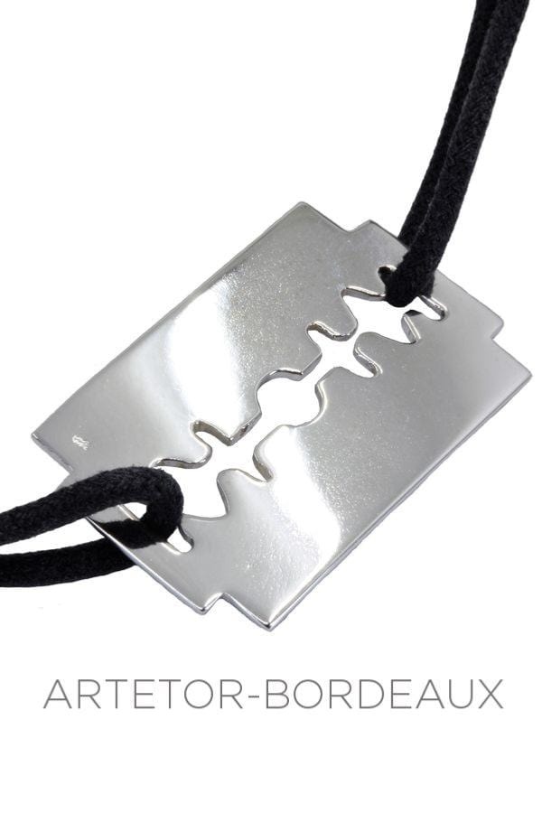 Razor blade cord bracelet - . Görsel