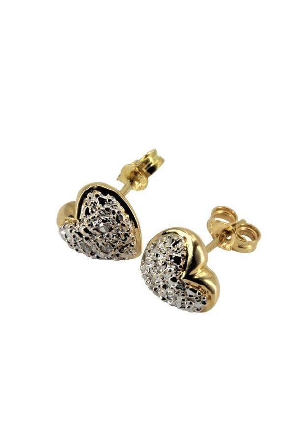 Diamond heart stud earrings - . Görsel