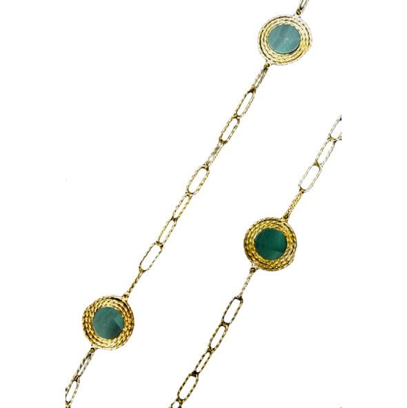 Yellow gold, malachite necklace. - . Görsel