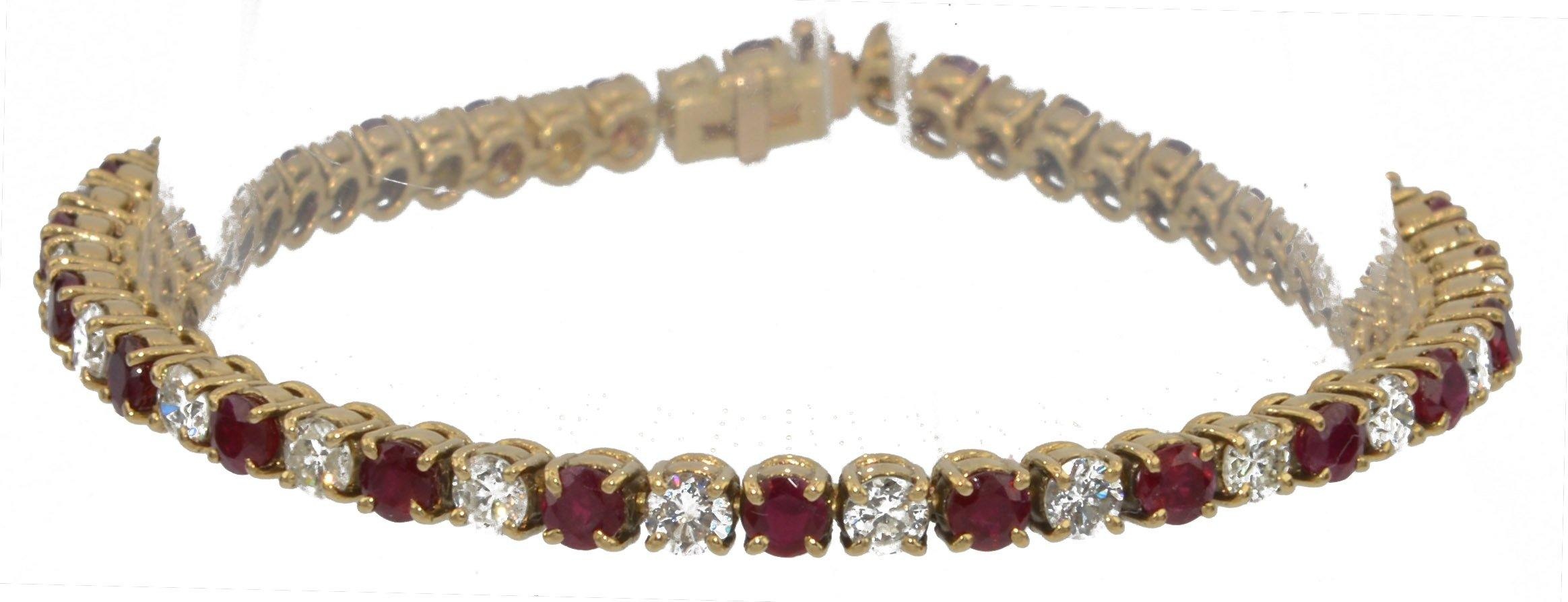 River bracelet - Yellow gold, diamonds and rubies - . Görsel