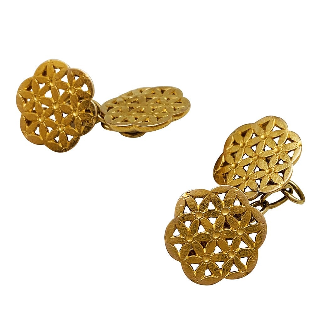 Moucharabieh cufflinks in yellow gold - . Görsel