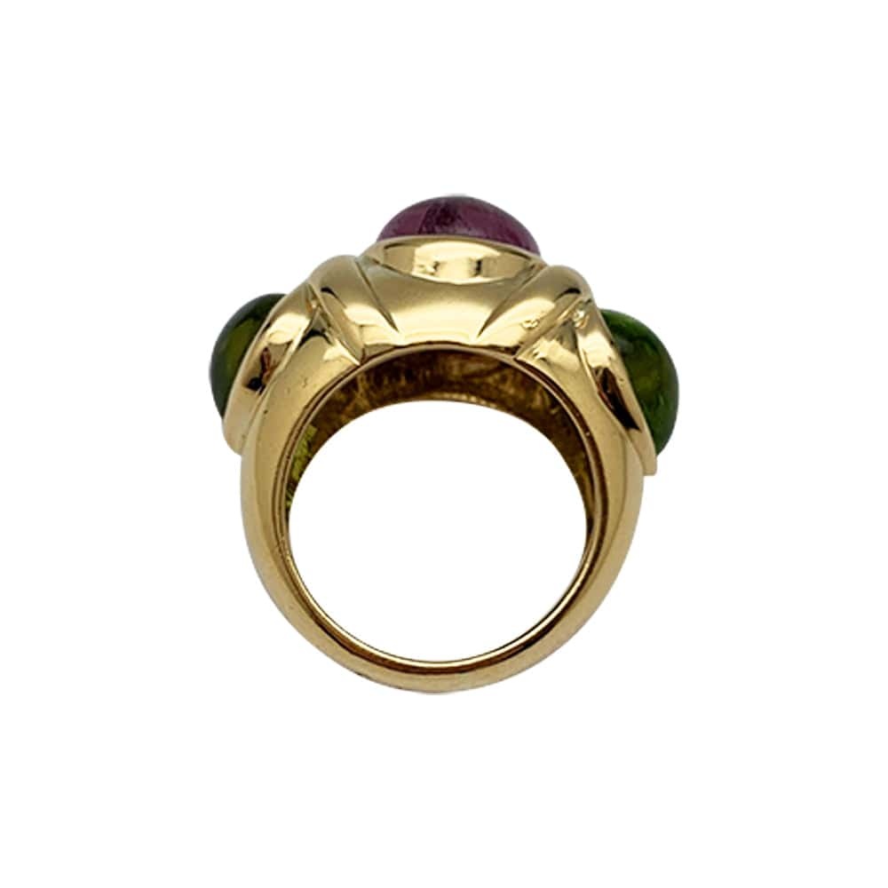 Tourmaline and peridots yellow gold ring. - . Görsel