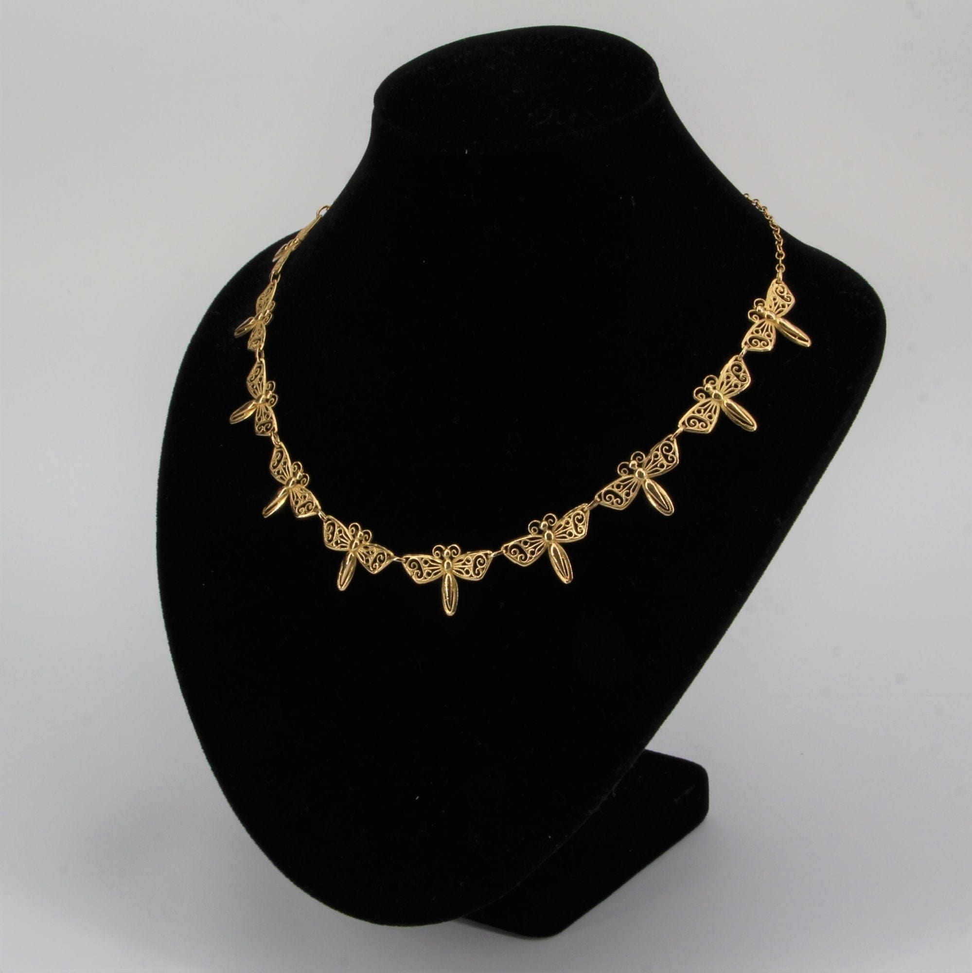 Antique gold necklace with butterflies - . Görsel