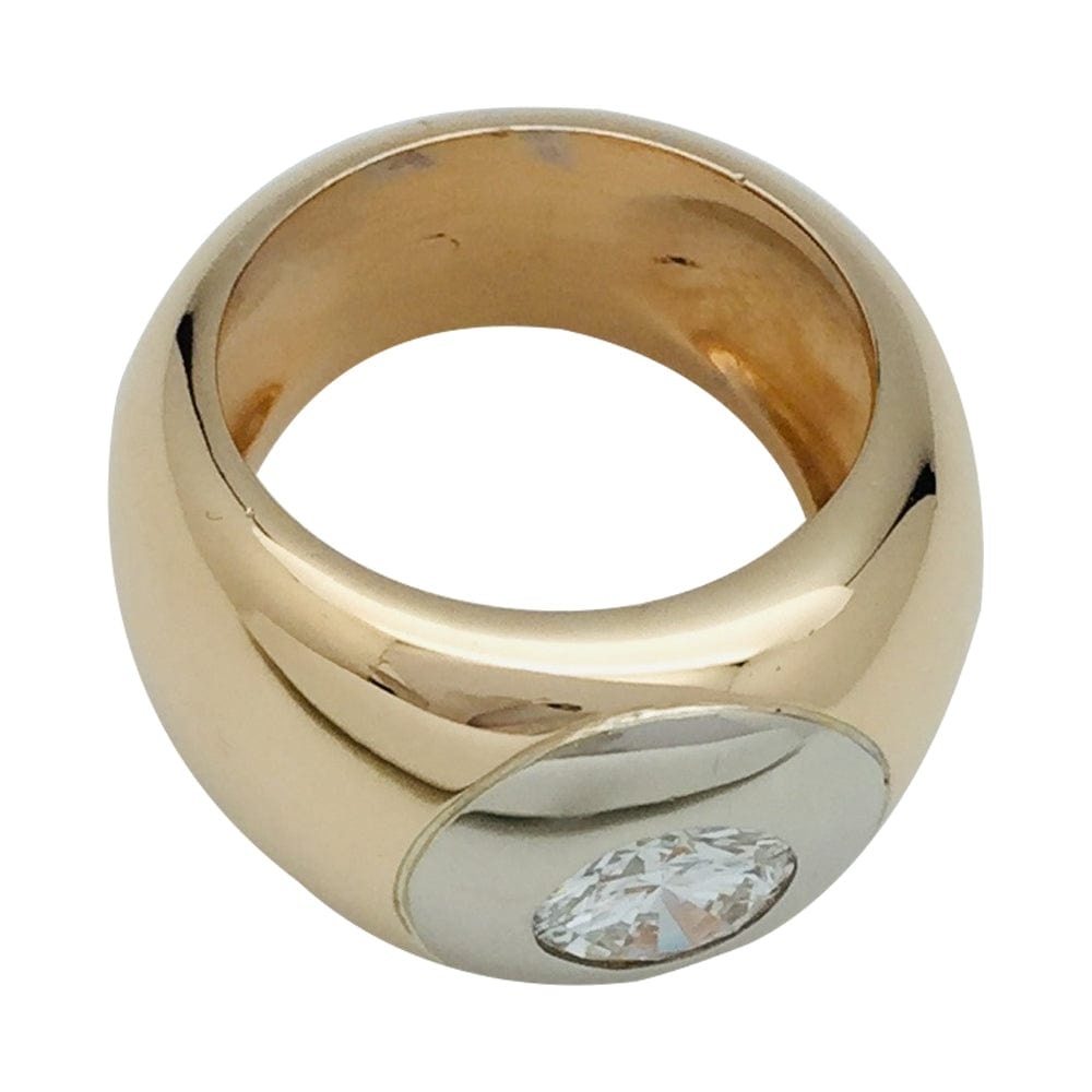 Domed two gold ring, 1.14 carat diamond. - . Görsel