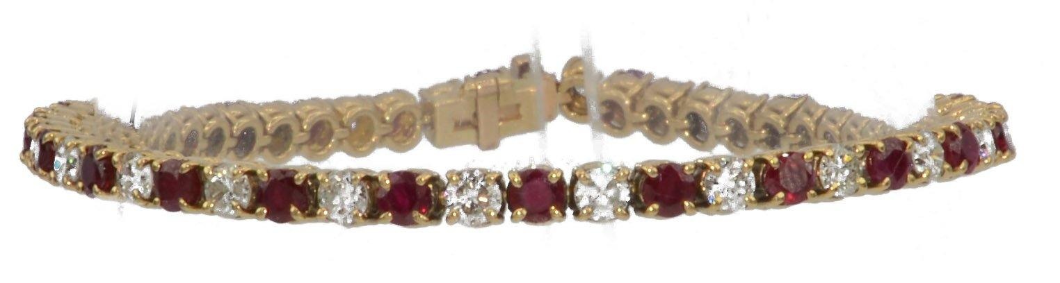 River bracelet - Yellow gold, diamonds and rubies - . Görsel