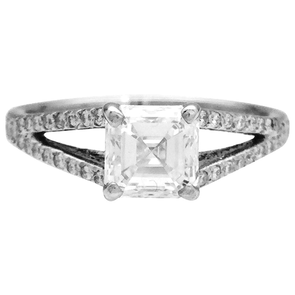 1 carat E/VS1 solitaire ring in white gold and diamonds. - . Görsel