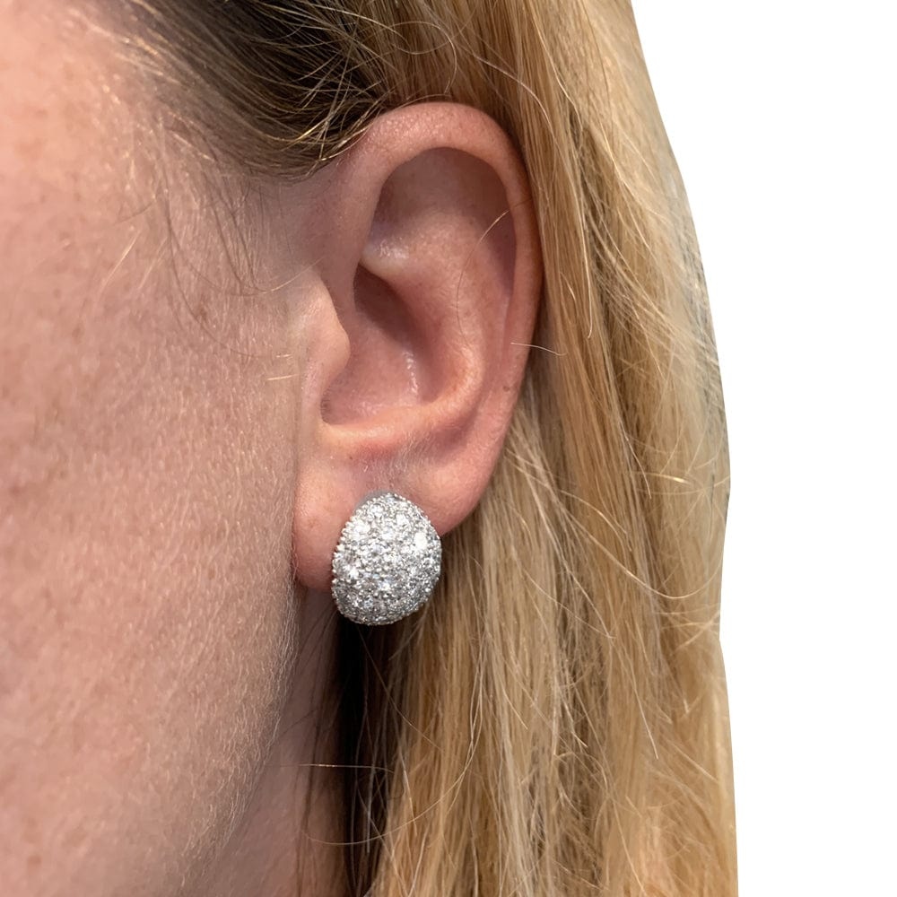 Half-sphere earrings in white gold and diamonds. - . Görsel