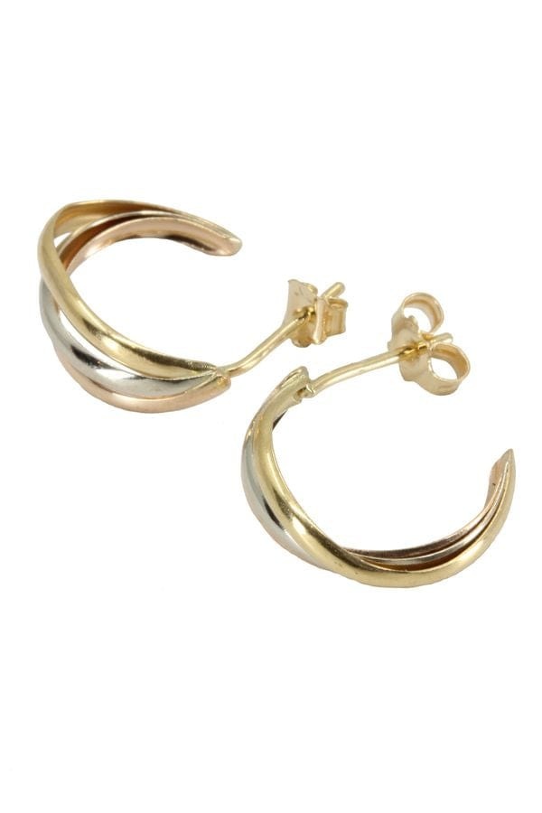 3 gold half hoop earrings - . Görsel