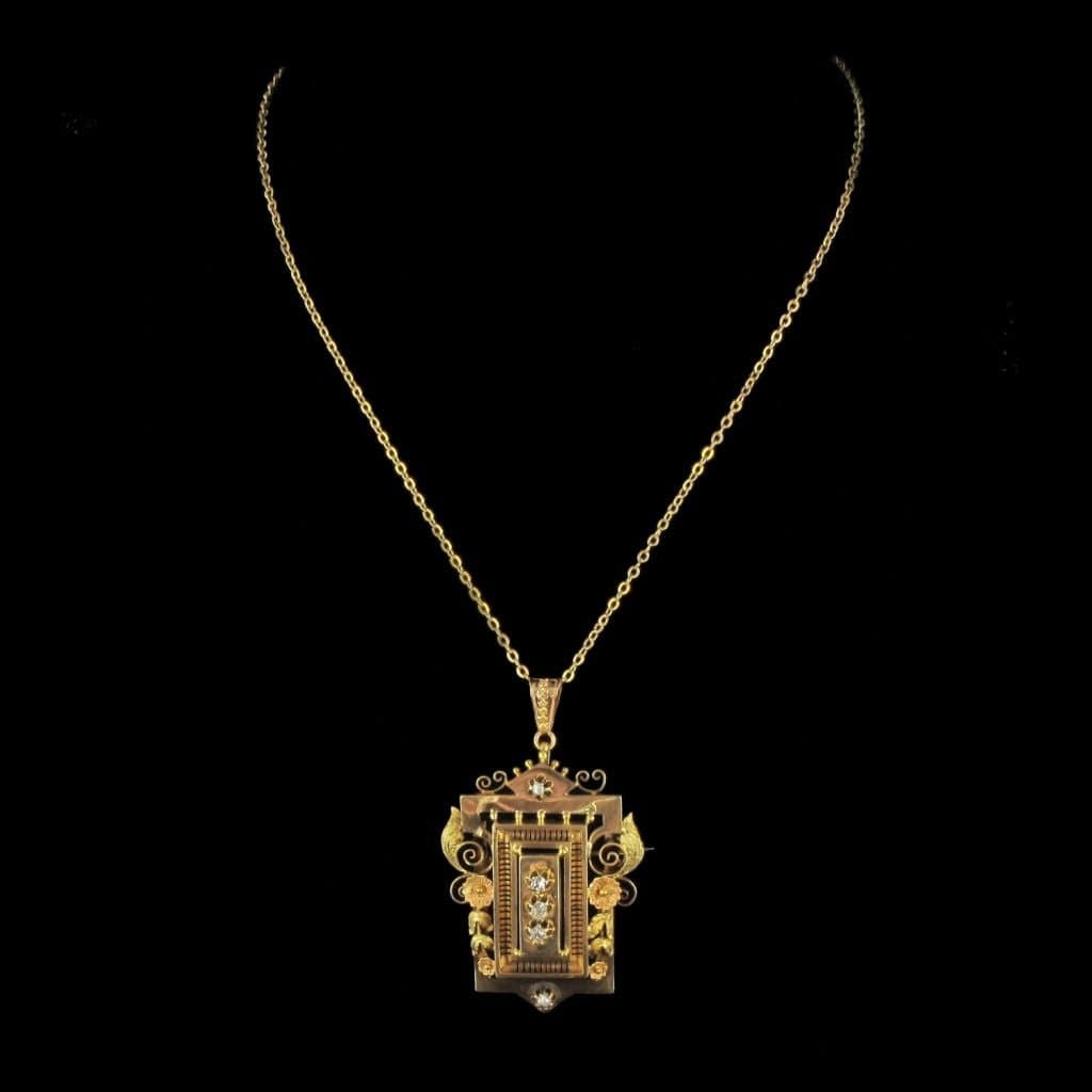 Brooch - Pendant in gold, diamonds and fine pearls - . Görsel