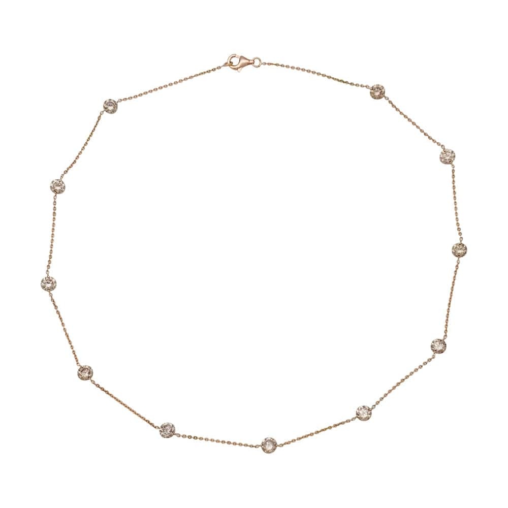 Rose gold necklace, 11 brown diamonds. - . Görsel