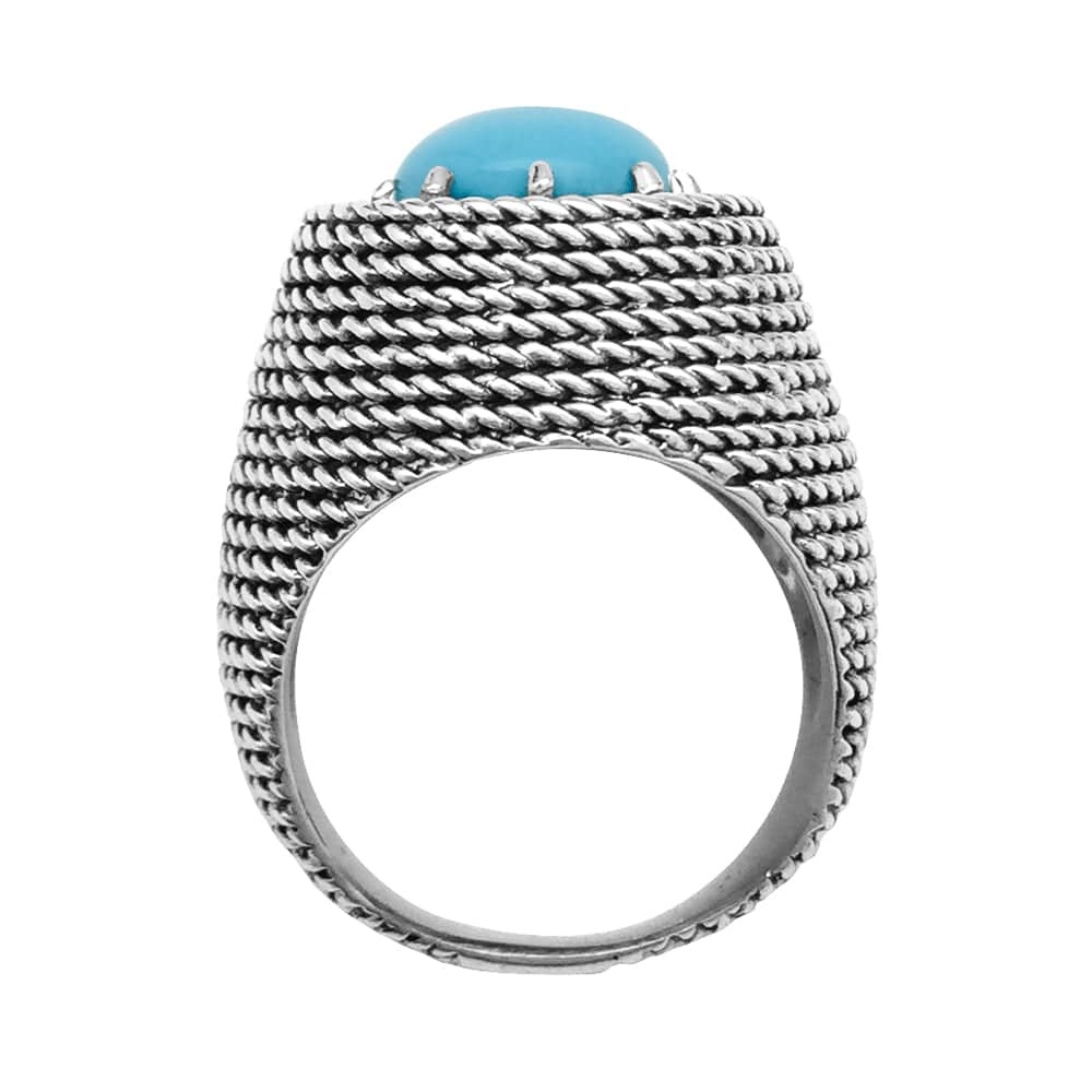 “Dôme” ring in white gold and turquoise cabochon. - . Görsel