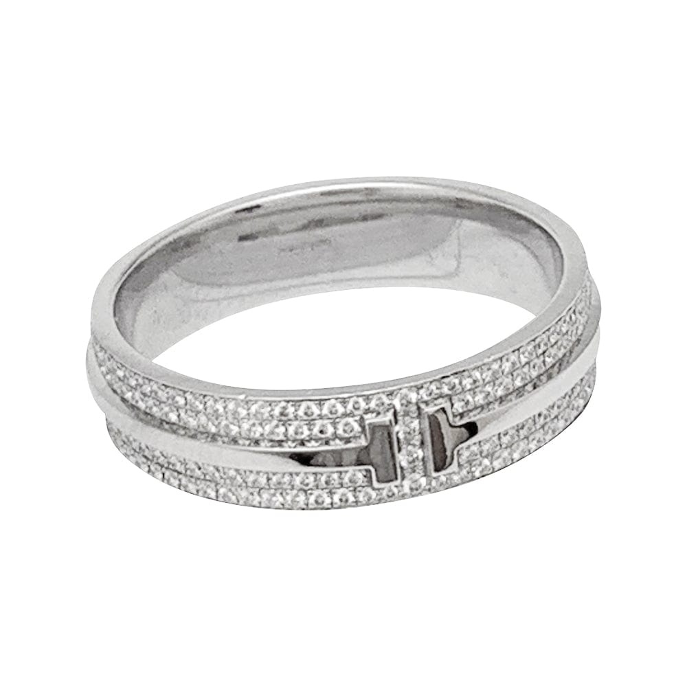 Tiffany ring in white gold set with diamonds. - . Görsel
