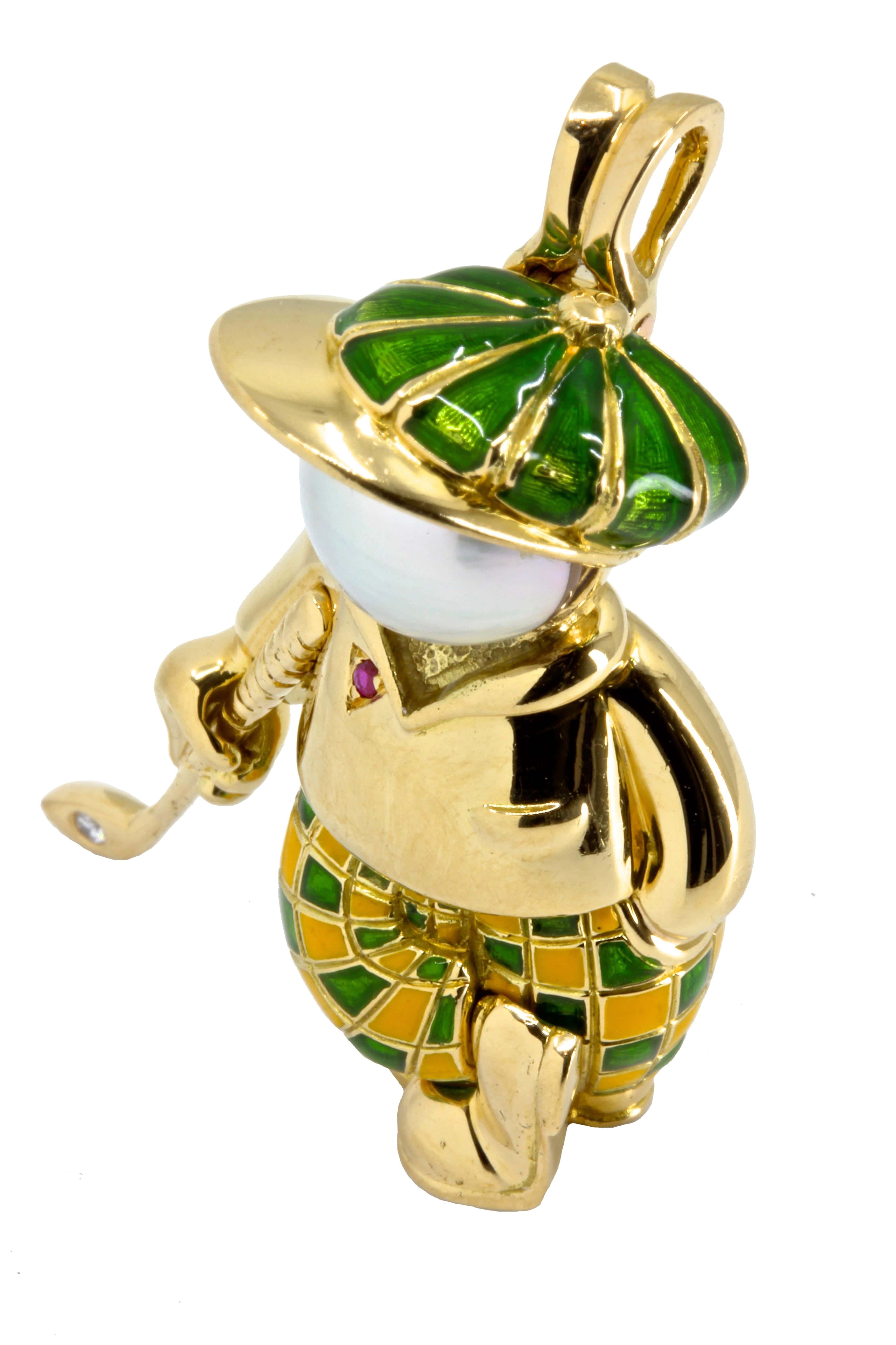 “Golfer” brooch/pendant branded Fred - . Görsel