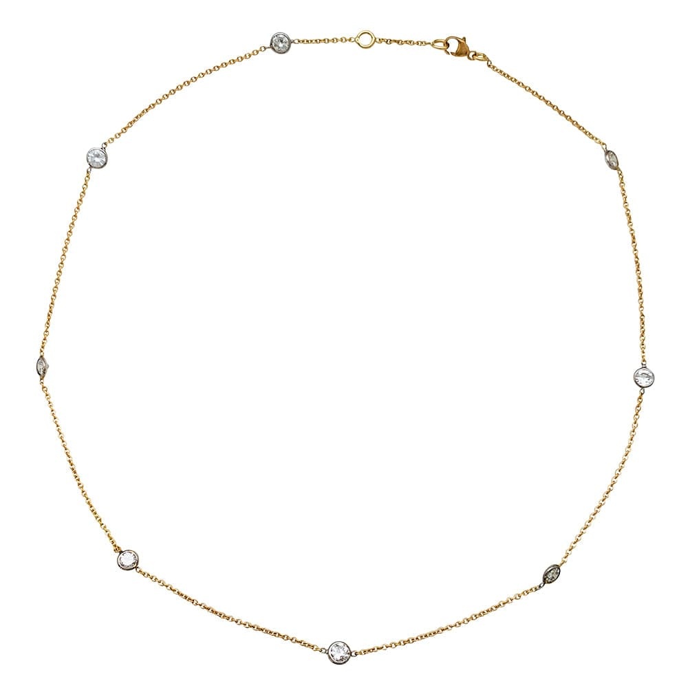 Gutter necklace in yellow and white gold and diamonds. - . Görsel