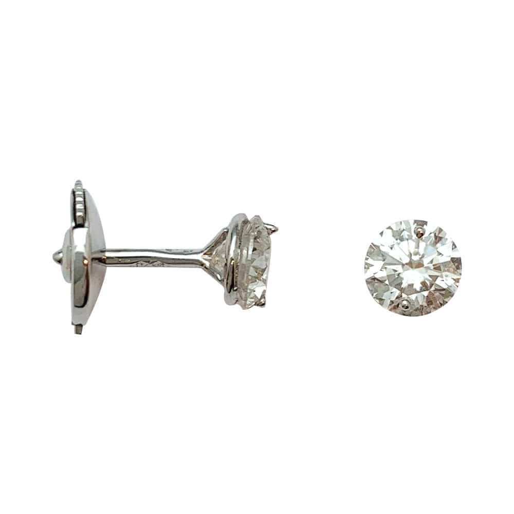 White gold stud earrings, 1 carat. - . Görsel