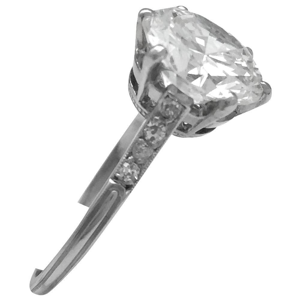Solitary in platinum, 3.09 carat diamond I/VVS1 - . Görsel