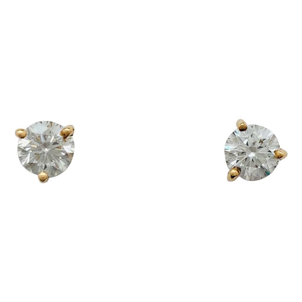 Yellow gold earrings, diamonds. - . Görsel