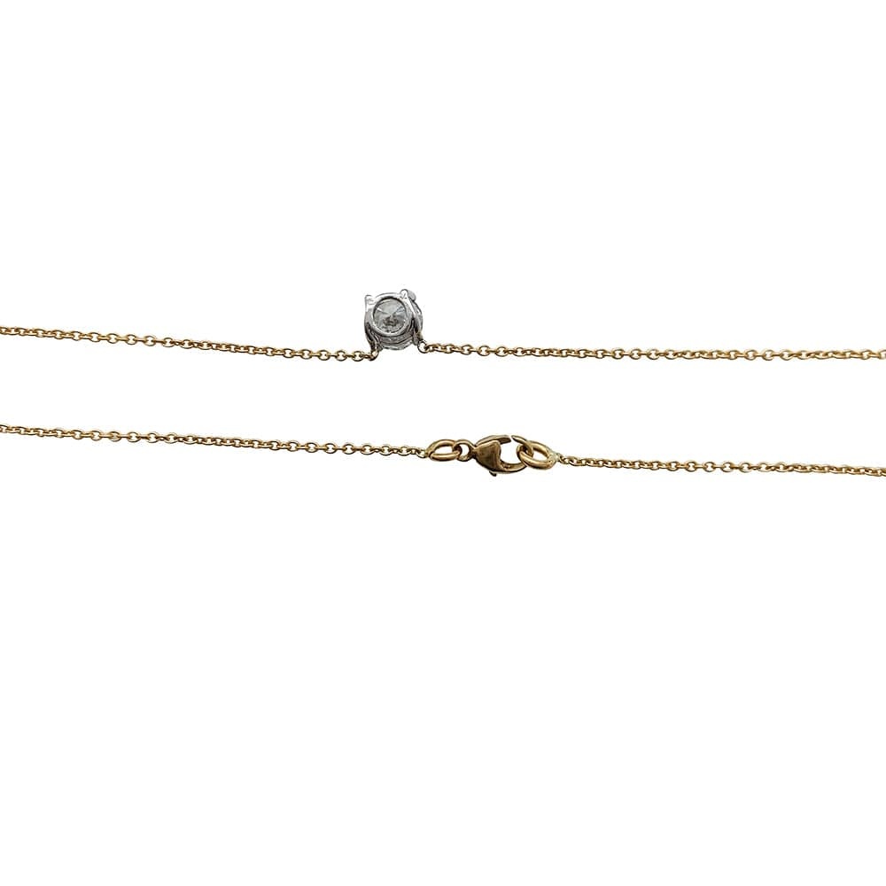 Diamond solitaire necklace 0.63 carat, 2 golds - . Görsel