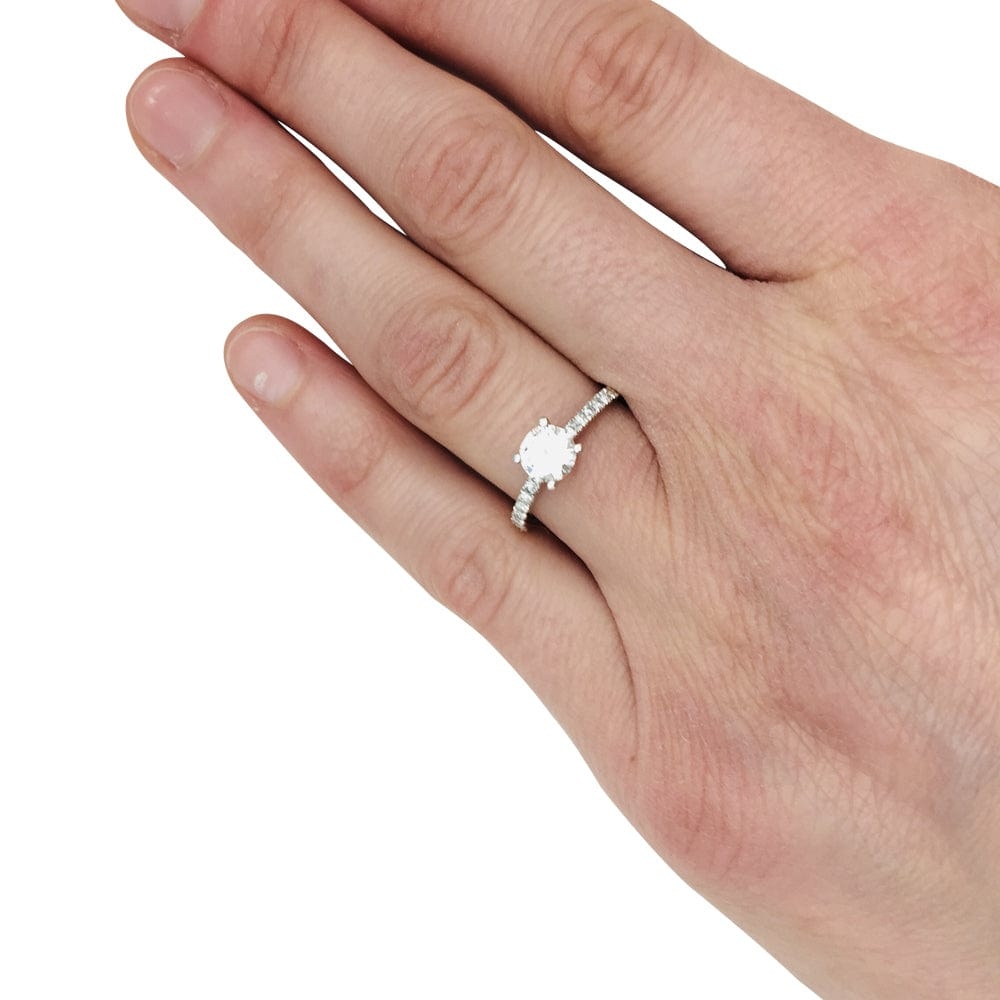 Solitaire ring in white gold, diamond 0.71 carat G/SI1. - . Görsel