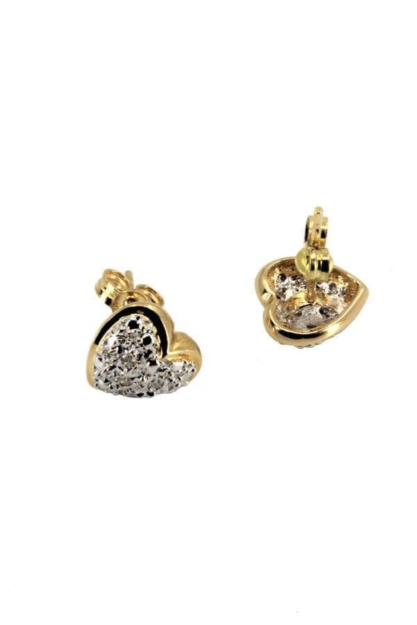 Diamond heart stud earrings - . Görsel