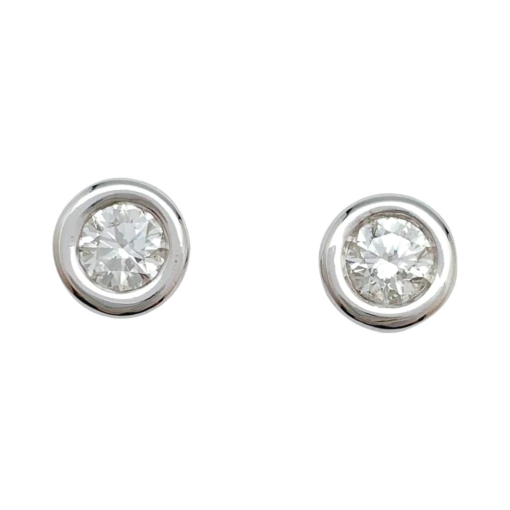 White gold earrings, two 1.01 carat diamonds. - . Görsel