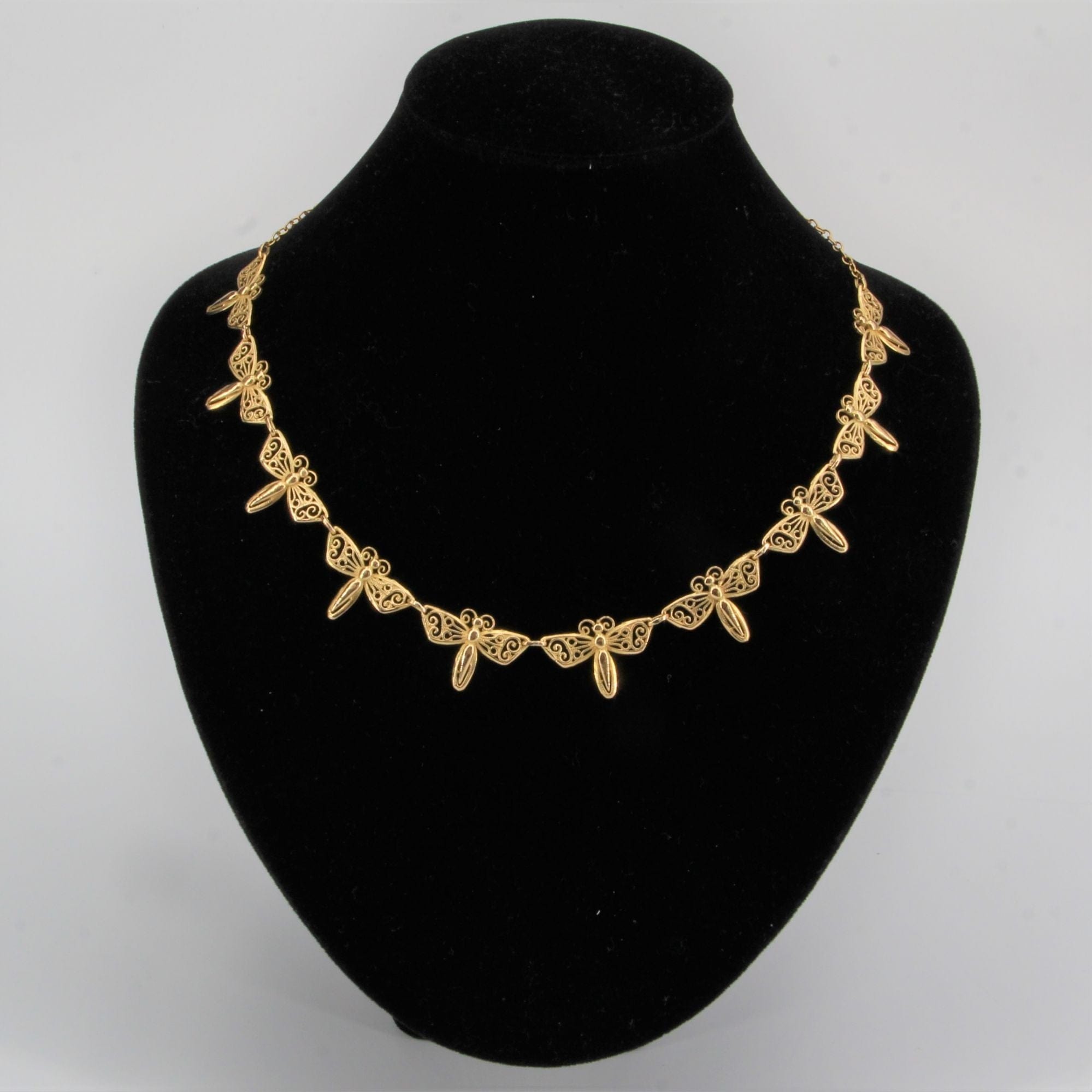 Antique gold necklace with butterflies - . Görsel