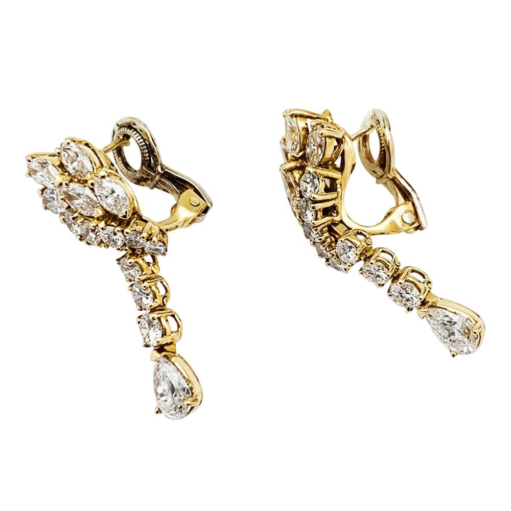 Yellow gold and diamond dangling earrings. - . Görsel