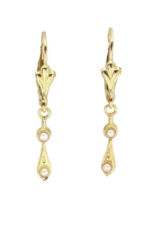 Pearl dangling earrings - . Görsel