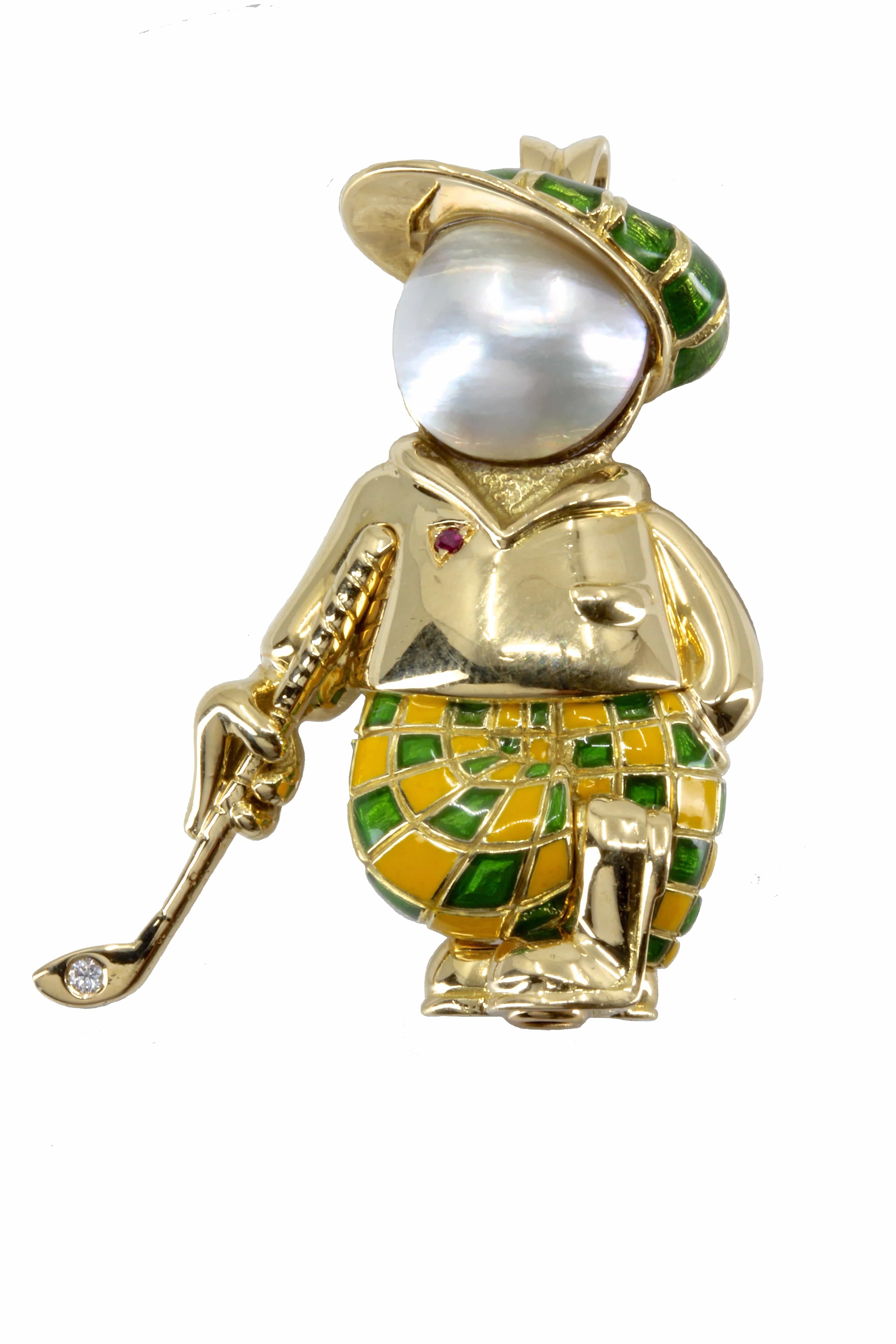 “Golfer” brooch/pendant branded Fred - . Görsel