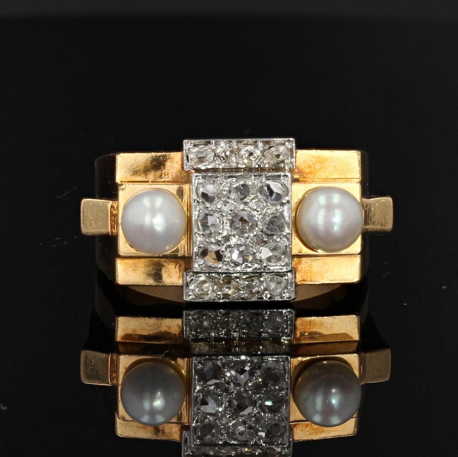Ring tank diamonds fine pearls - . Görsel