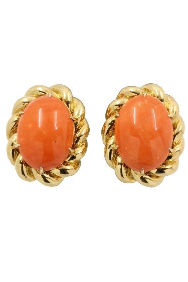 Coral clip-on earrings - . Görsel