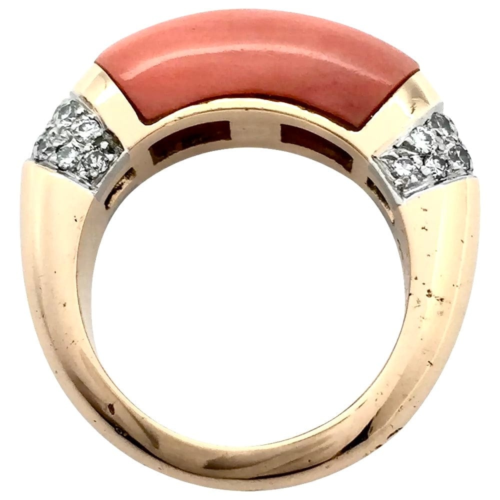 Ring Cartier yellow gold and platinum, coral, diamonds. - . Görsel