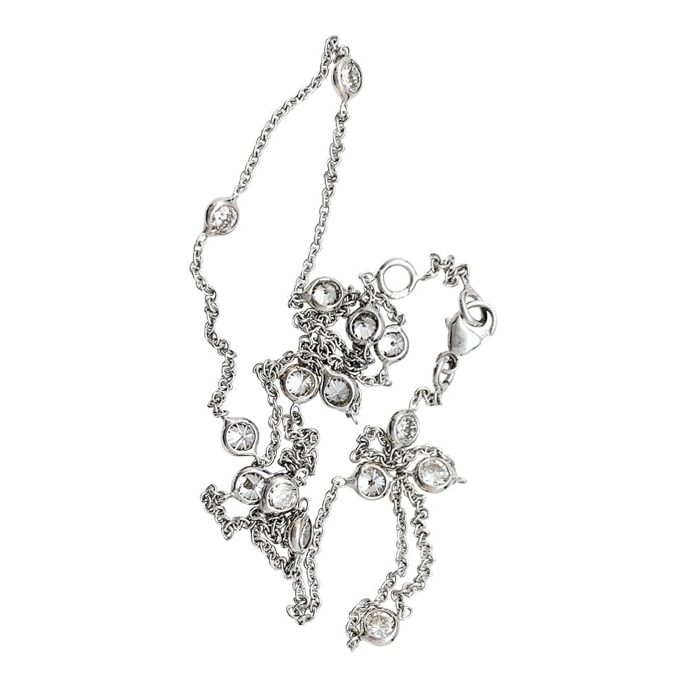 White gold gutter necklace set with 15 diamonds. - . Görsel