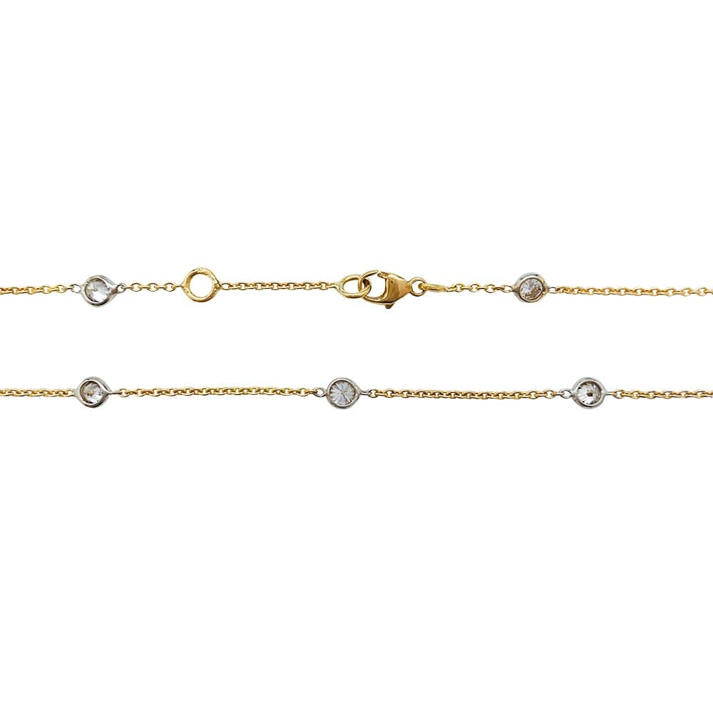 Necklace in two tones of gold set with 15 diamonds in a bezel setting. - . Görsel