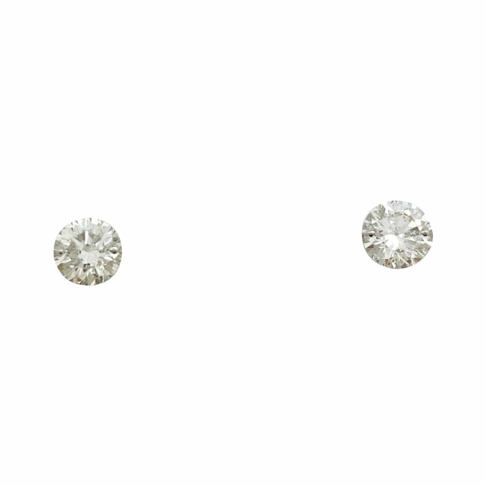 White gold stud earrings, 1 carat. - . Görsel
