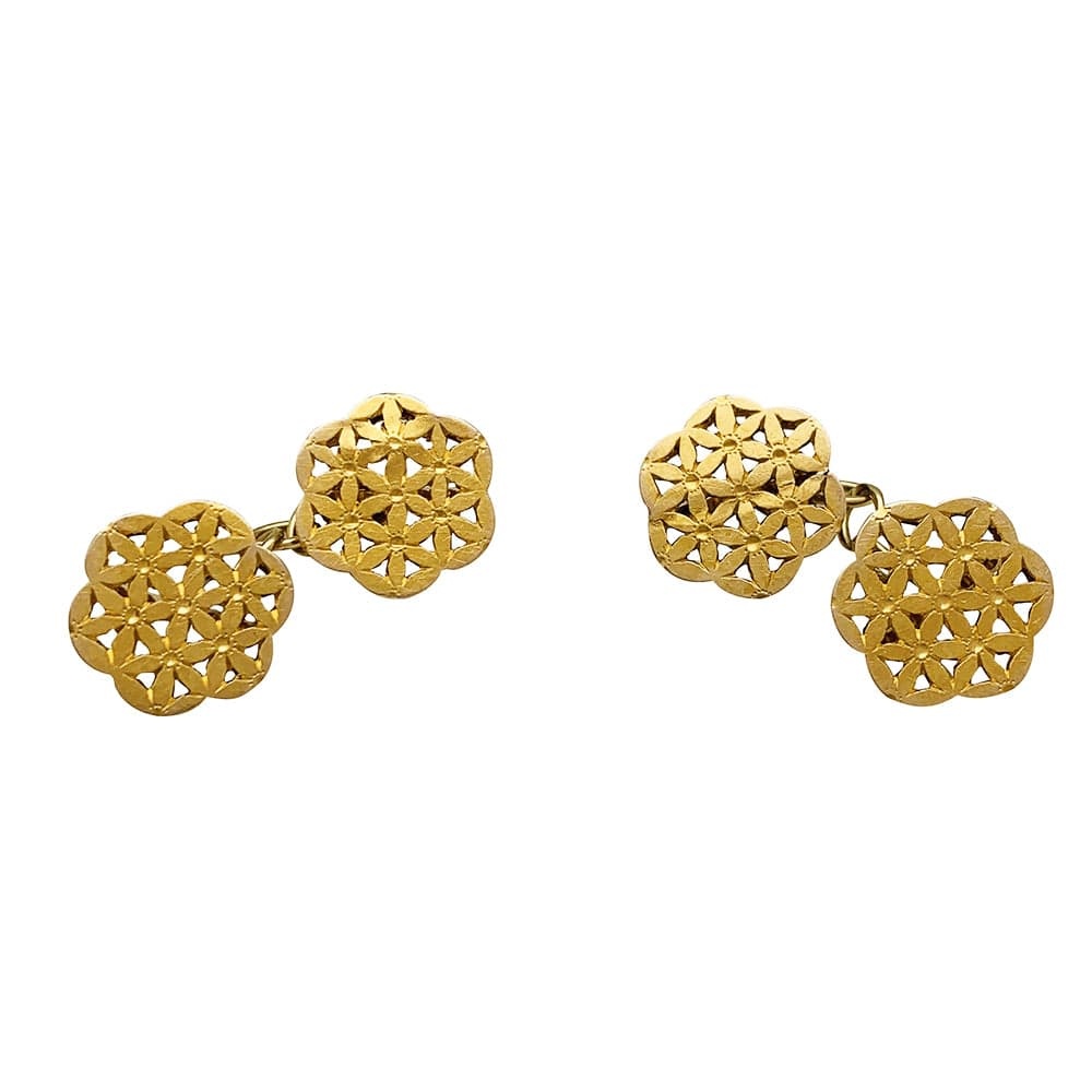 Moucharabieh cufflinks in yellow gold - . Görsel