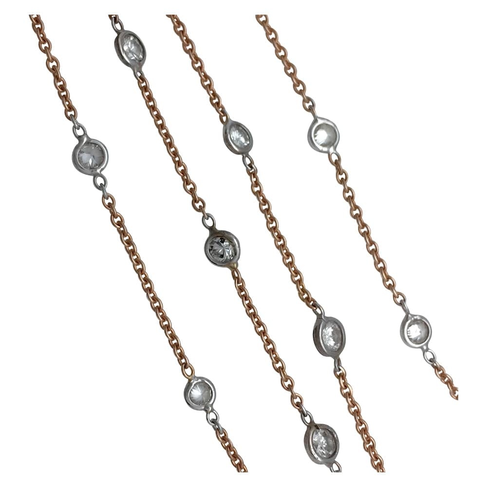 Gutter necklace in pink and white gold, diamonds. - . Görsel