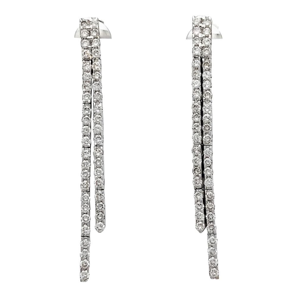 Diamond line earrings in white gold. - . Görsel