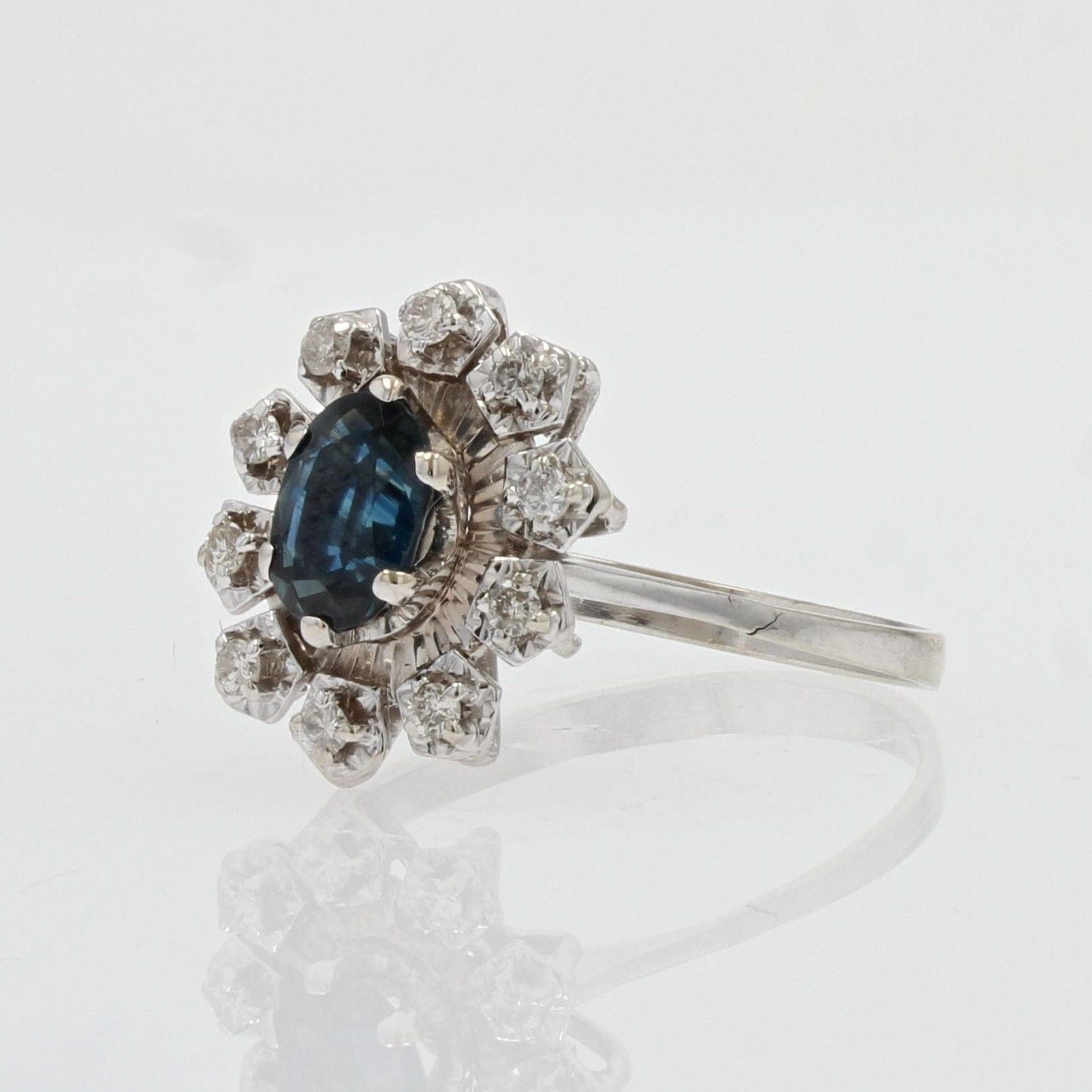 Retro sapphire diamond ring - . Görsel