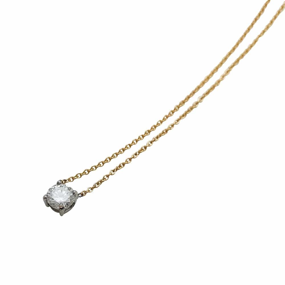 Diamond solitaire necklace 0.63 carat, 2 golds - . Görsel