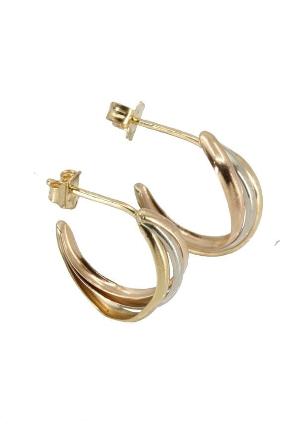 3 gold half hoop earrings - . Görsel