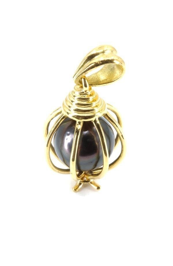 Black pearl pendant - . Görsel