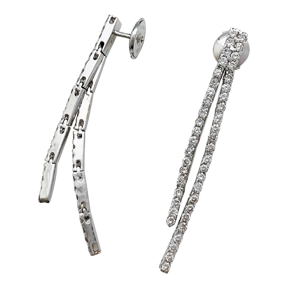 Diamond line earrings in white gold. - . Görsel