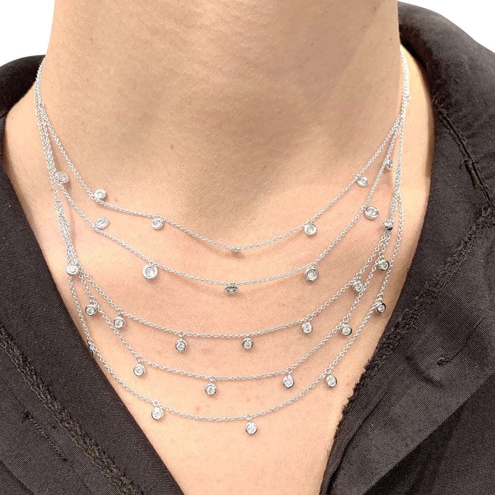Drapery necklace in white gold and diamonds. - . Görsel